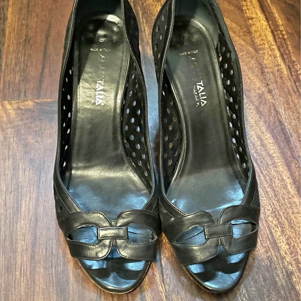 Aquatalia Black Italian Leather Heels